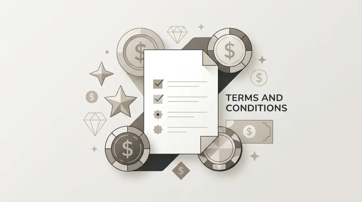 Illustration of an Australian casino bonus checklist with reward symbols and terms to review